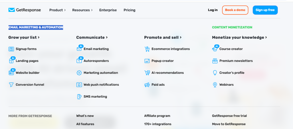 MailerLite vs GetResponse: GetResponse Features