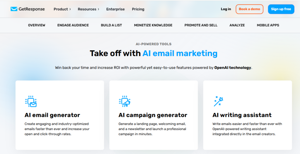 MailerLite vs GetResponse: GetResponse AI Email Generator