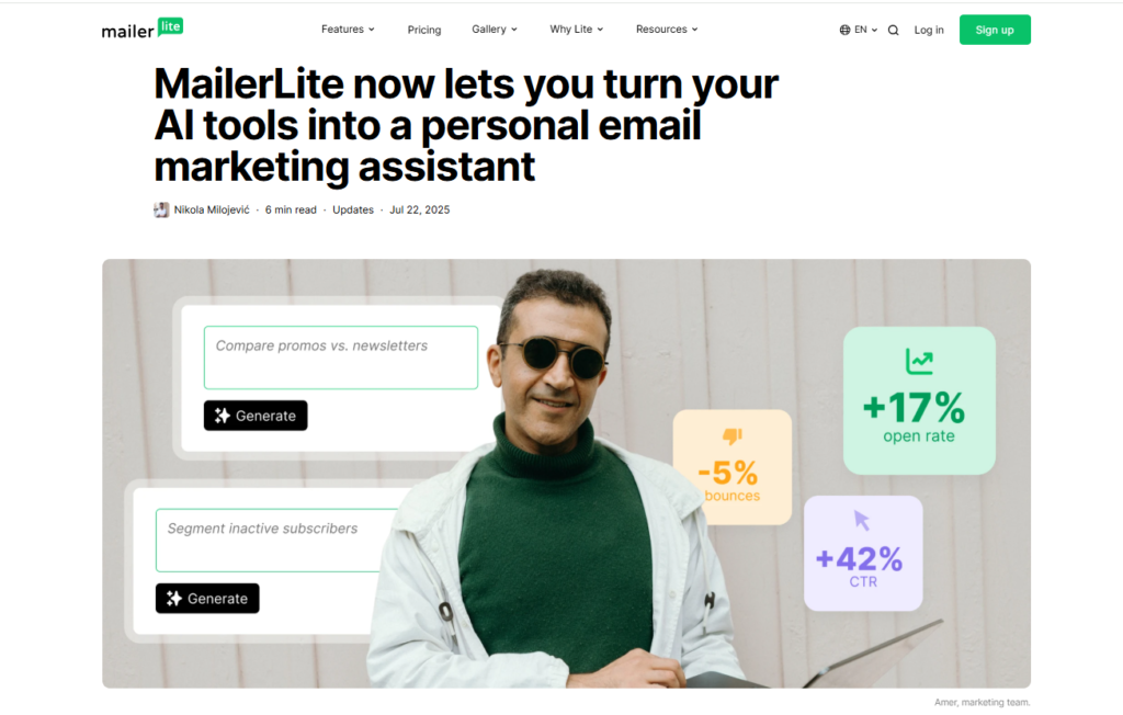 MailerLite vs GetResponse: MailerLite AI Assistant