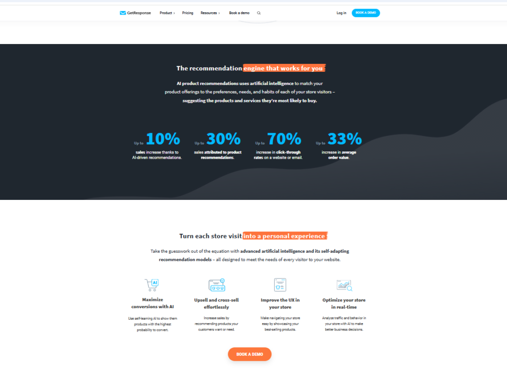 MailerLite vs GetResponse: GetResponse AI Recommendation Engine